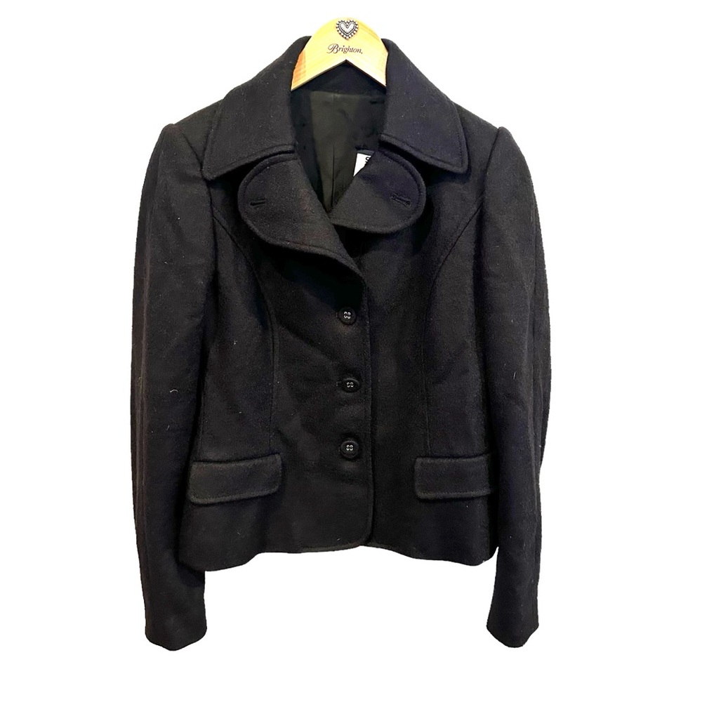 Love Moschino vintage wool button up blazer jacket black y2k trench peacoat